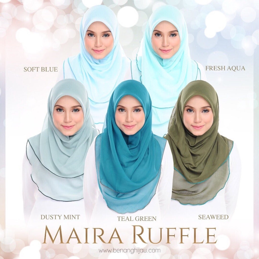 Tudung Bawal Maira Ruffle - Dusty Mint