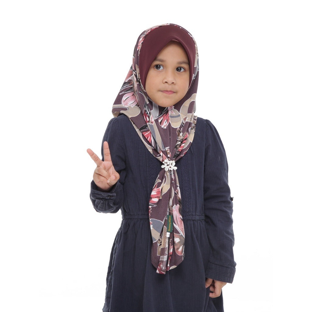 25 Tudung Instant Raisya Kids - Chestnut S