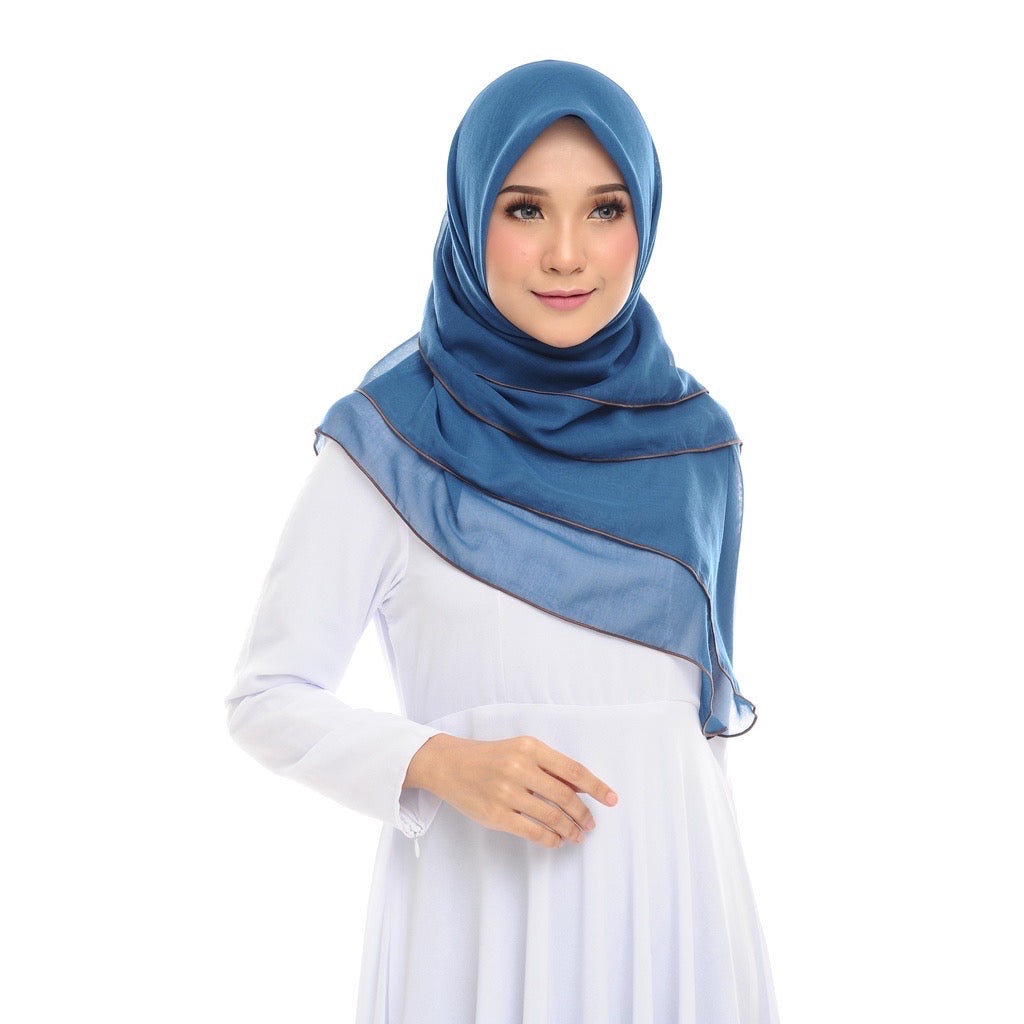 Tudung Bawal Maira Ruffle - Prussian Blue