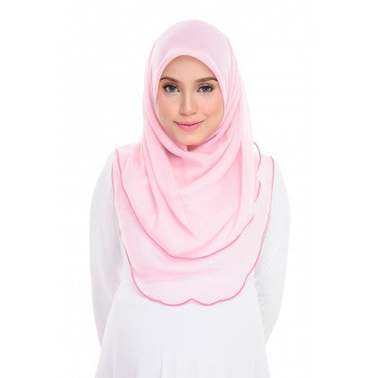 Tudung Bawal Maira Ruffle - Pinky Shades