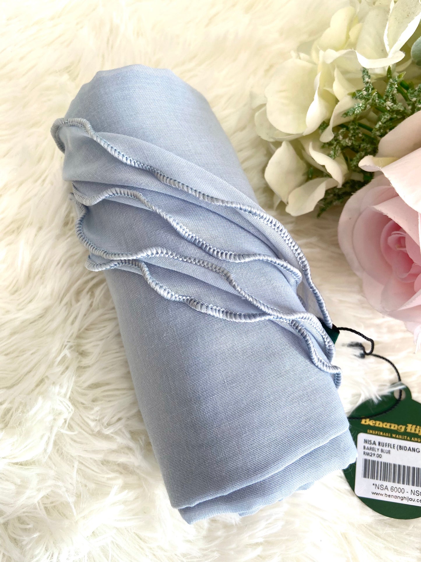 Tudung Bawal Nisa Ruffle - 91 Barely Blue