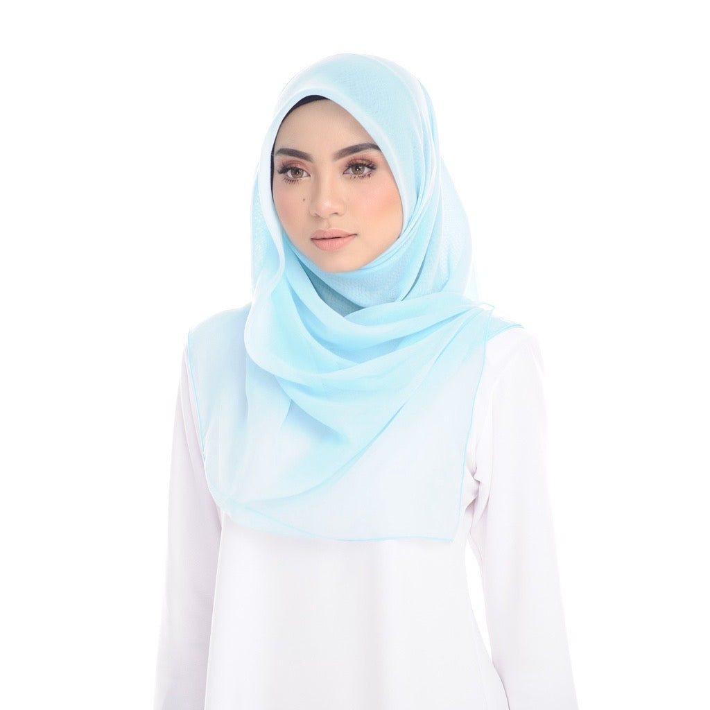 Tudung Bawal Maira Square - Soft Blue