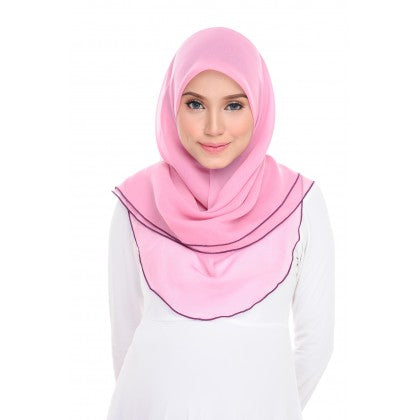 Tudung Bawal Maira Ruffle - Pinky Shades