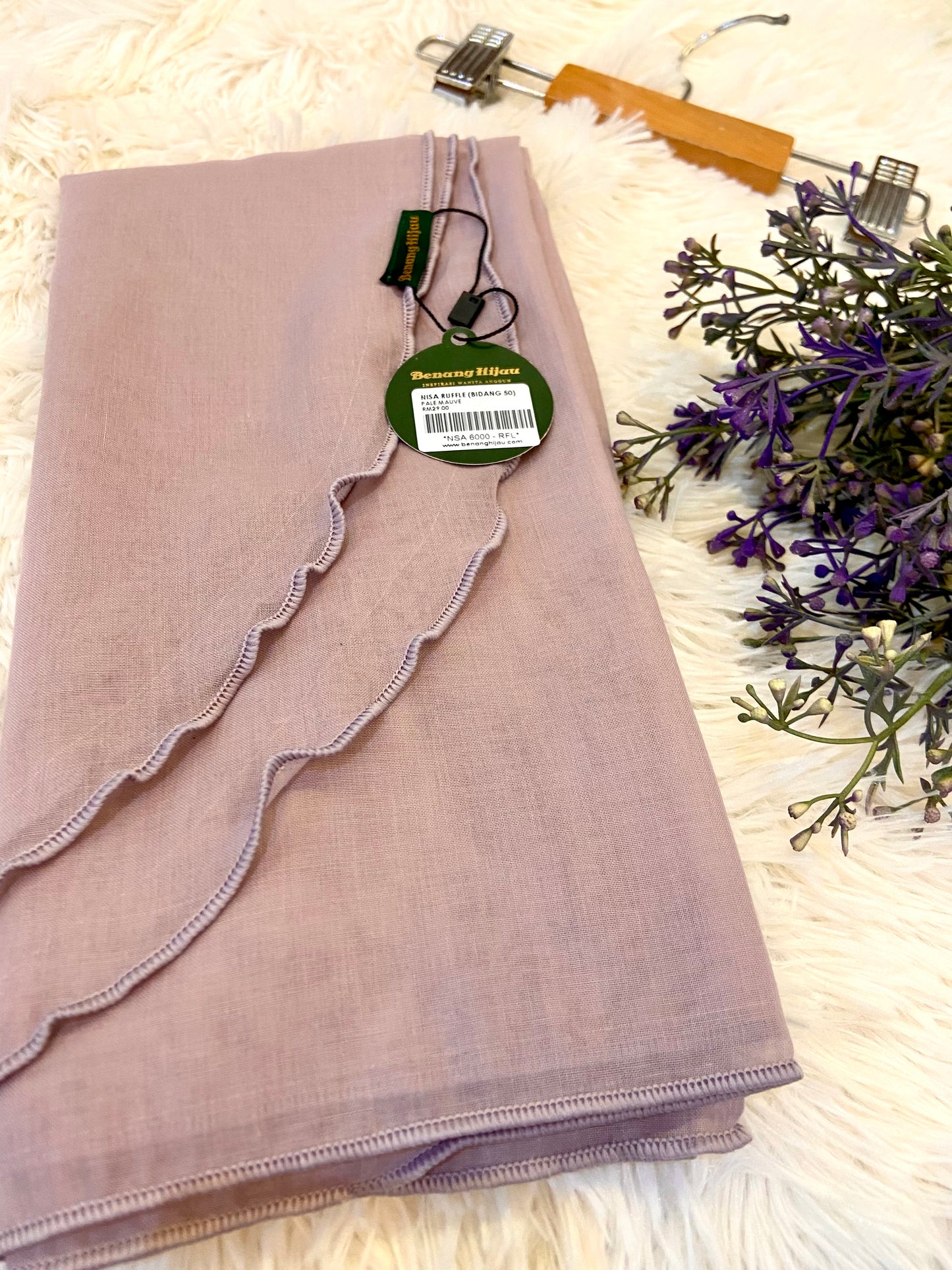 Tudung Bawal Nisa Ruffle - 36 Pale Mauve