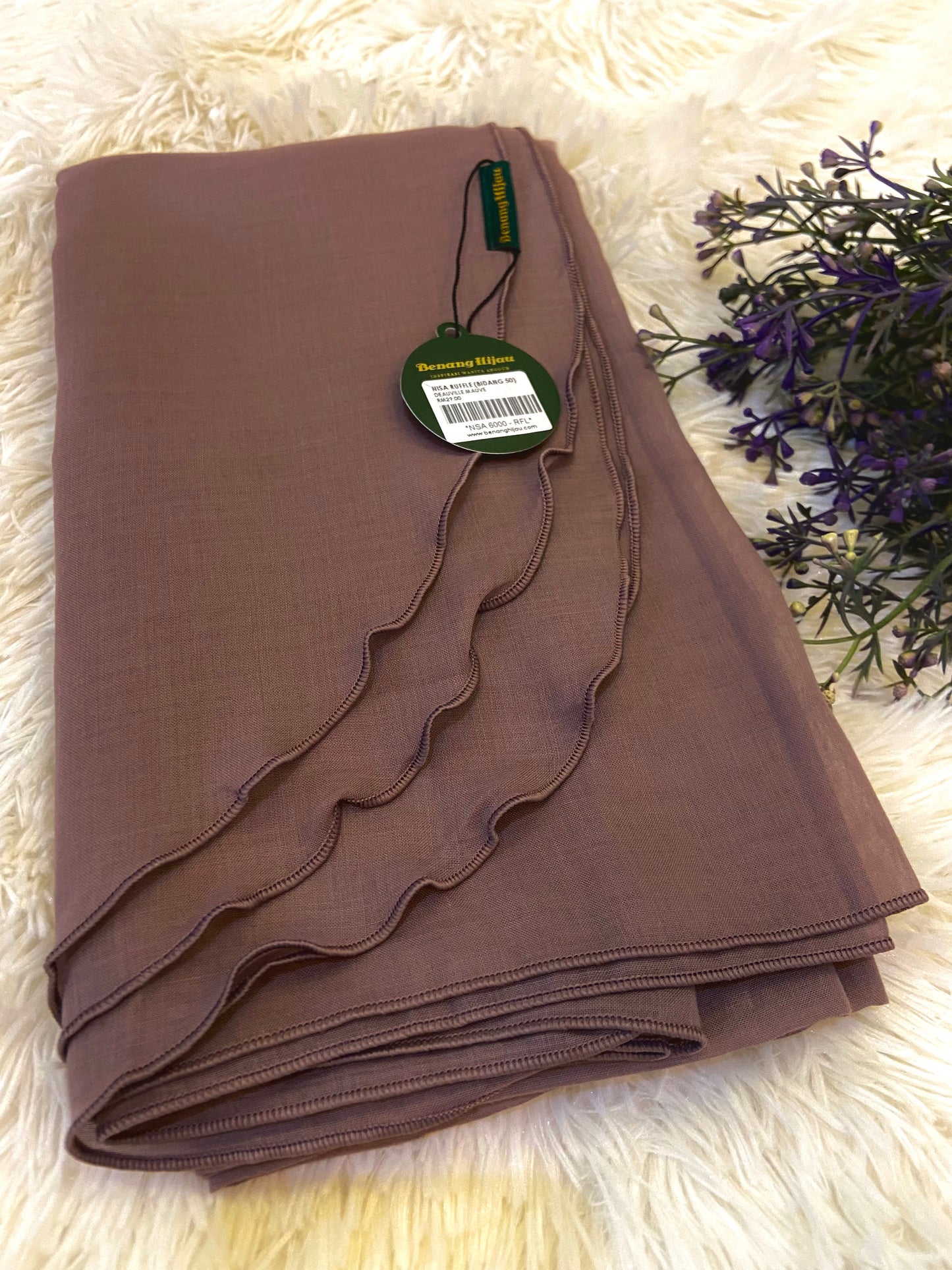 Tudung Bawal Nisa Ruffle - 38 Deauville Mauve