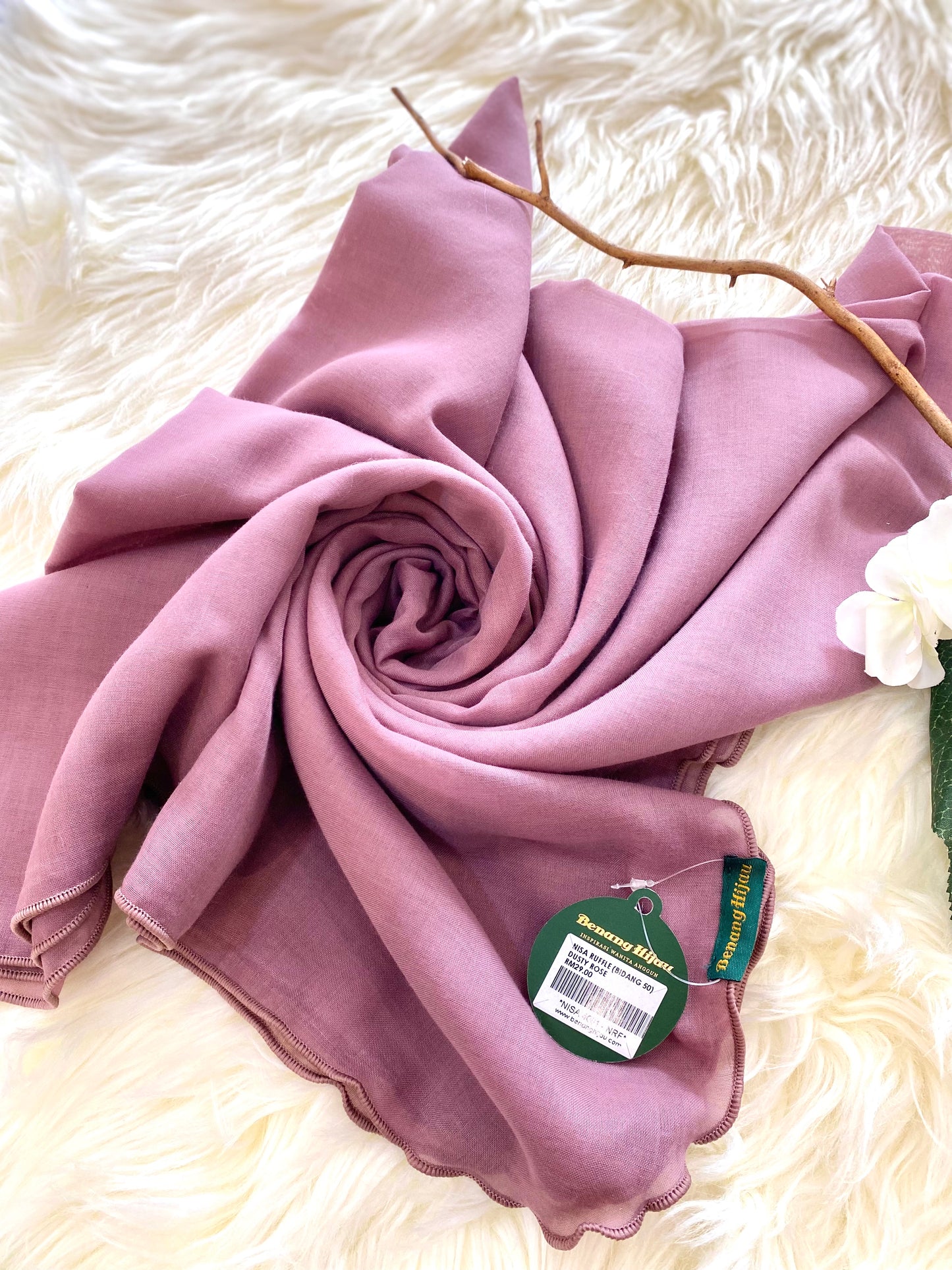 Tudung Bawal Nisa Ruffle - 48 Dusty Rose