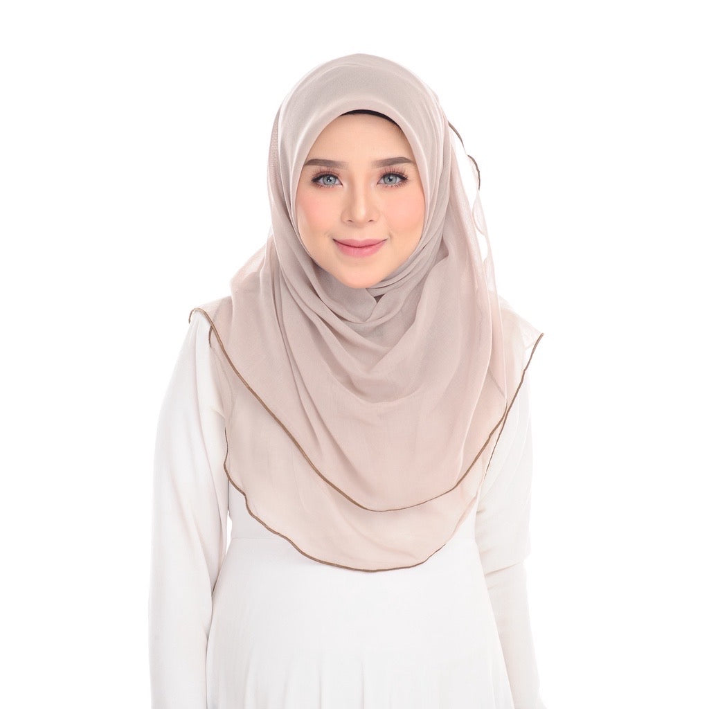 Tudung Bawal Maira Ruffle - Silver Lining