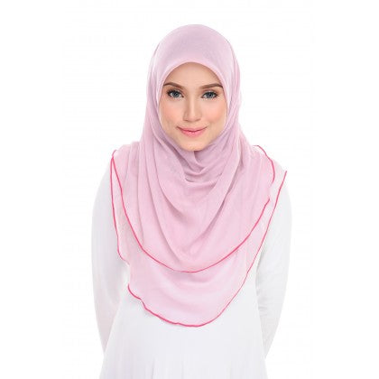 Tudung Bawal Maira Ruffle - Pinky Shades