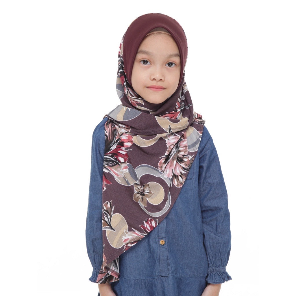 26 Tudung Instant Raisya Kids - Chestnut L