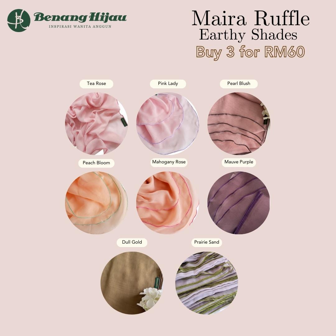 Tudung Bawal Maira Ruffle - Earthy Shades