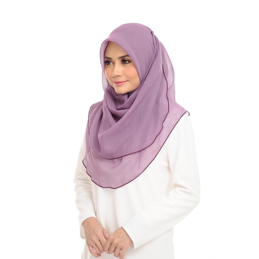 Tudung Bawal Maira Ruffle - Montana Grape