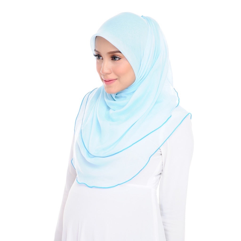 Tudung Bawal Maira Ruffle - Soft Blue