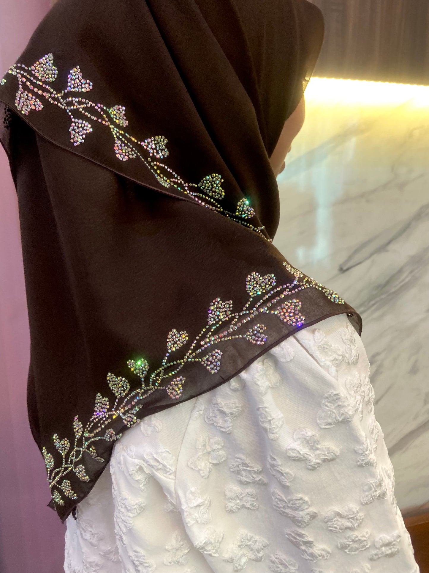 Tudung Bawal Maira Bling - 15 Dark Chocolate