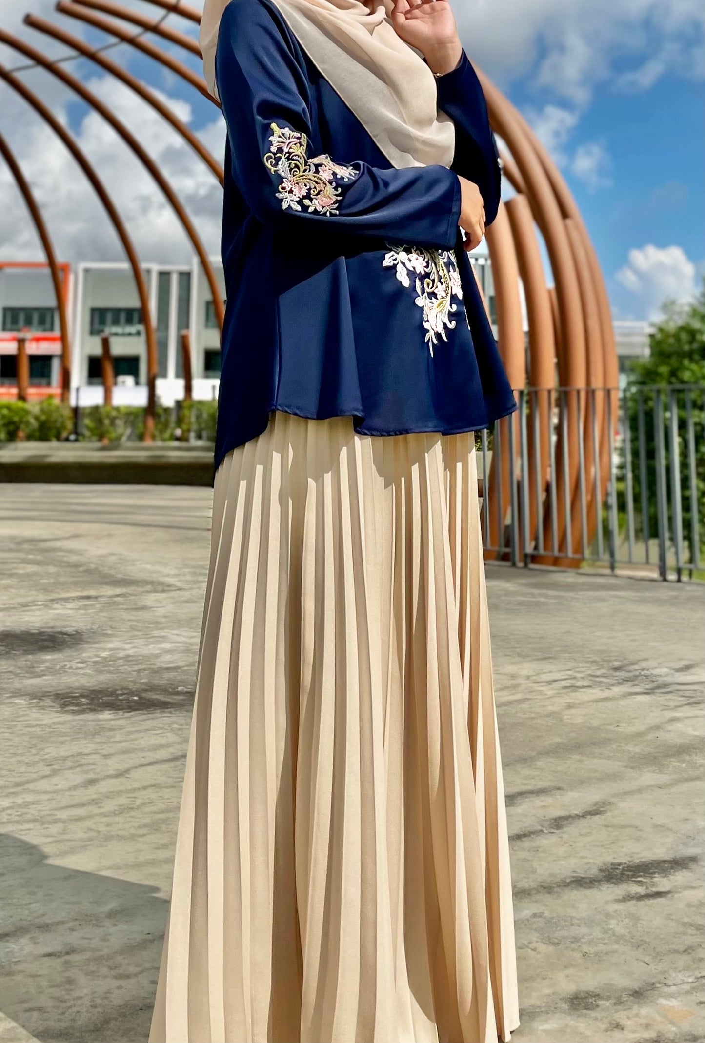 Aria Pleated Skirt - 10 Cream