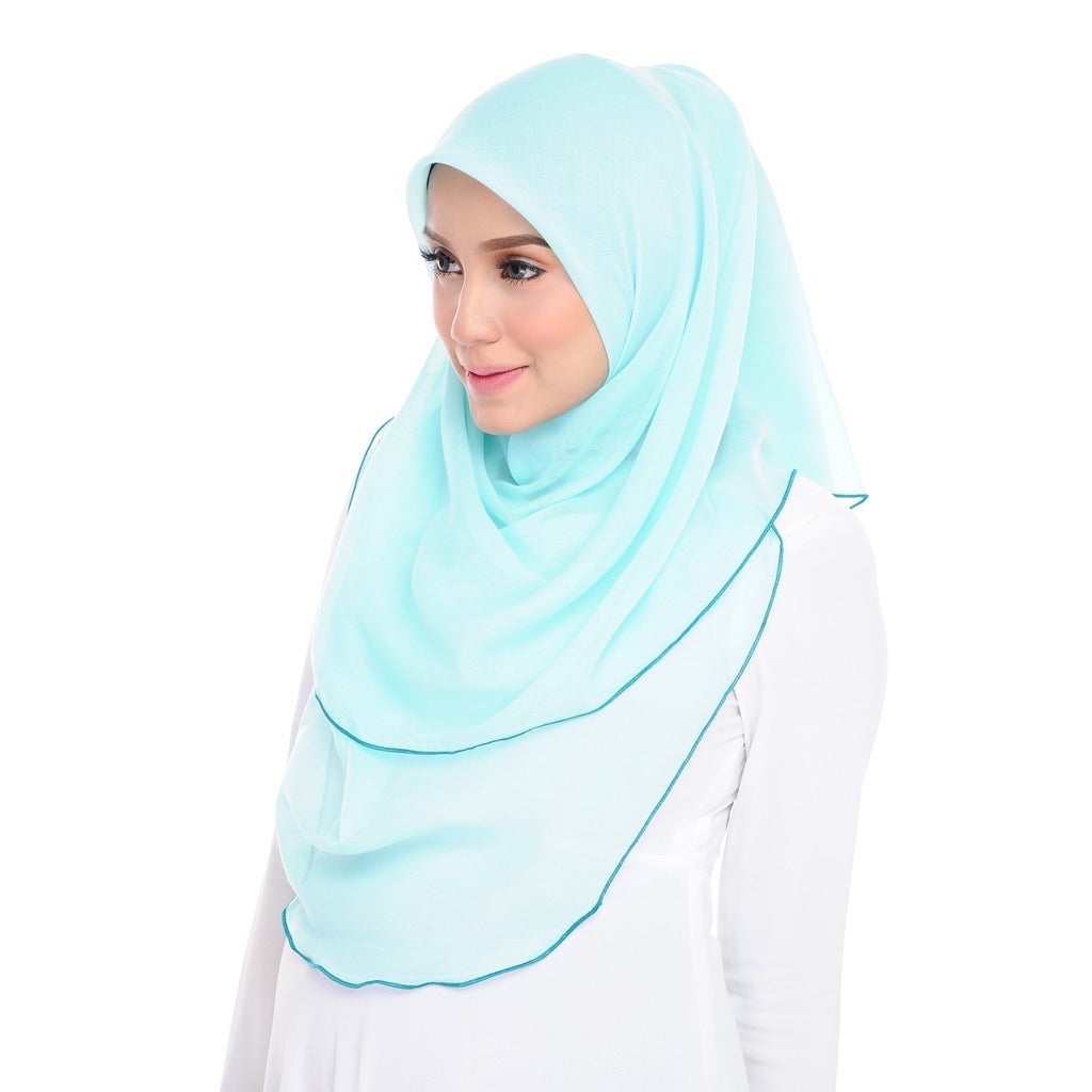 Tudung Bawal Maira Ruffle - Fresh Aqua