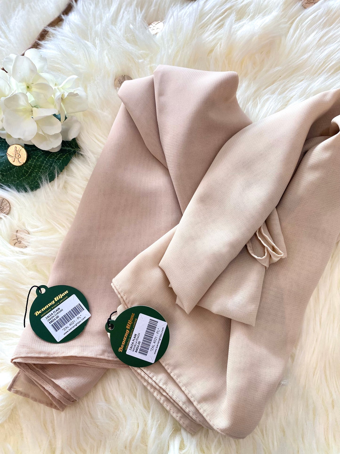 Tudung Bawal Zalea Square - 13 Novelle Peach