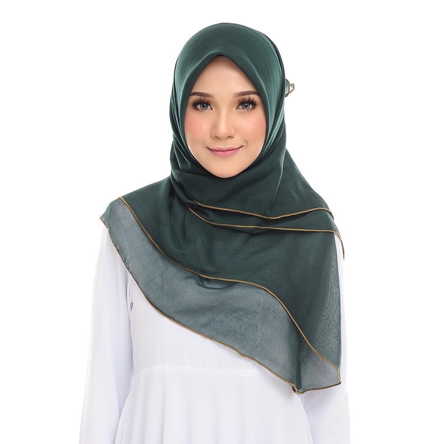 Tudung Bawal Maira Ruffle - Emerald Green