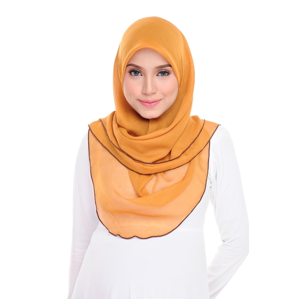 Tudung Bawal Maira Ruffle - Inca Gold