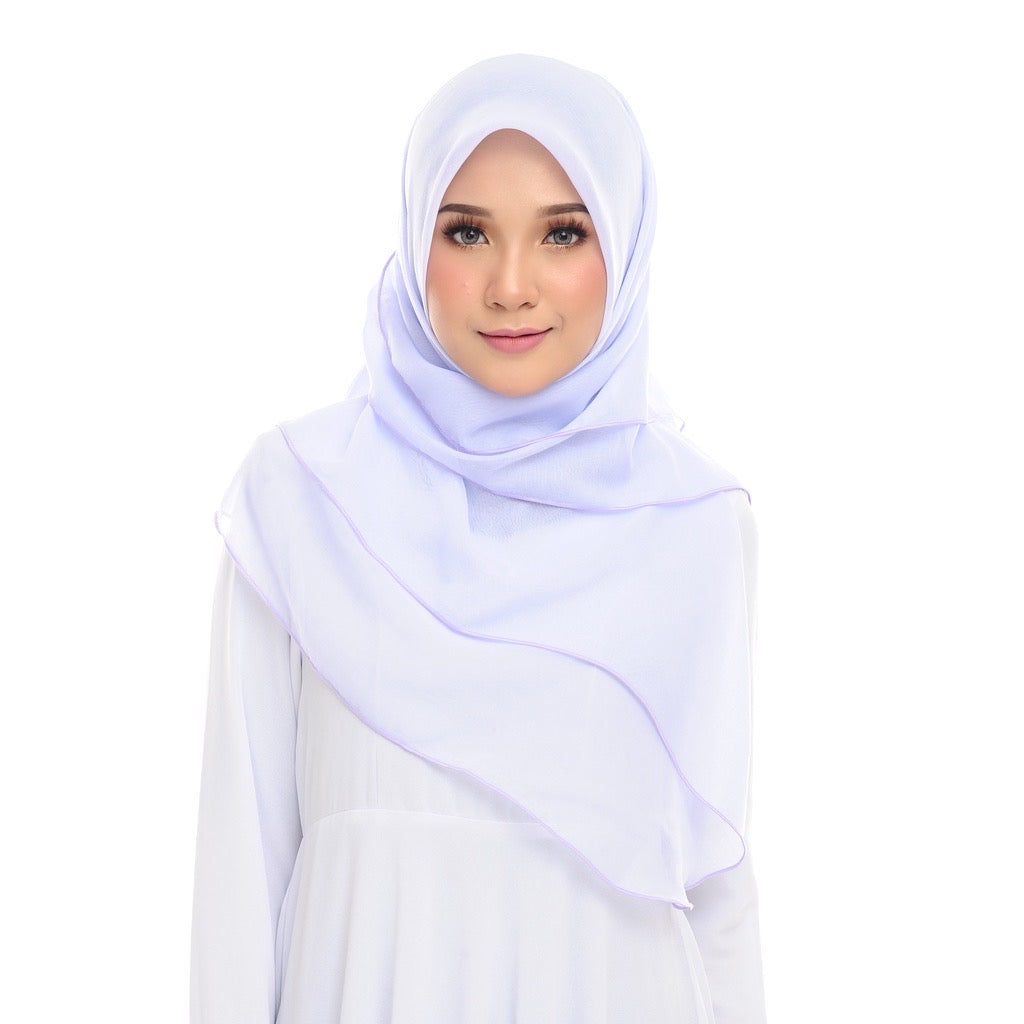 Tudung Bawal Maira Ruffle - Snow