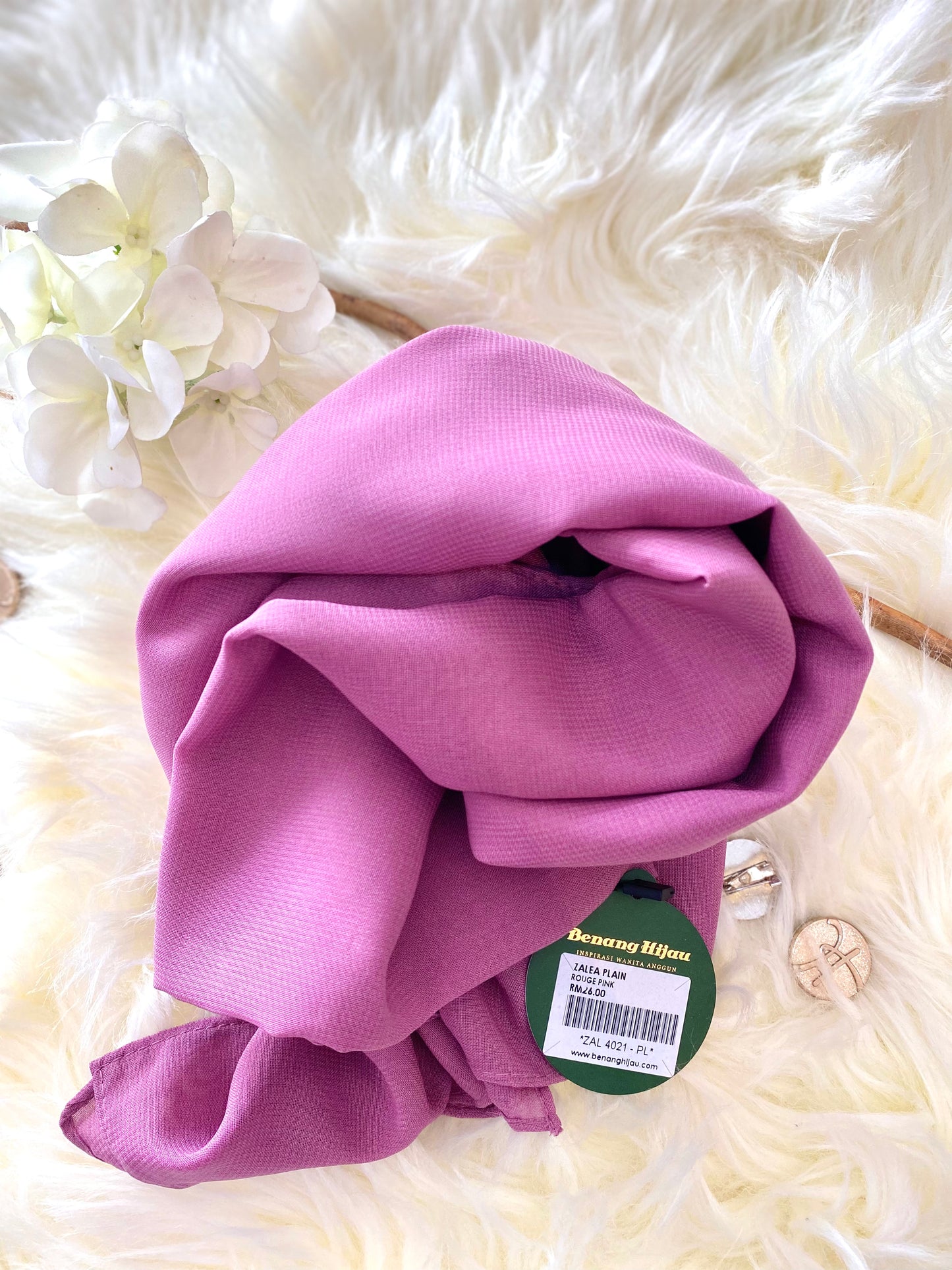 Tudung Bawal Zalea Square - 24 Rouge Pink