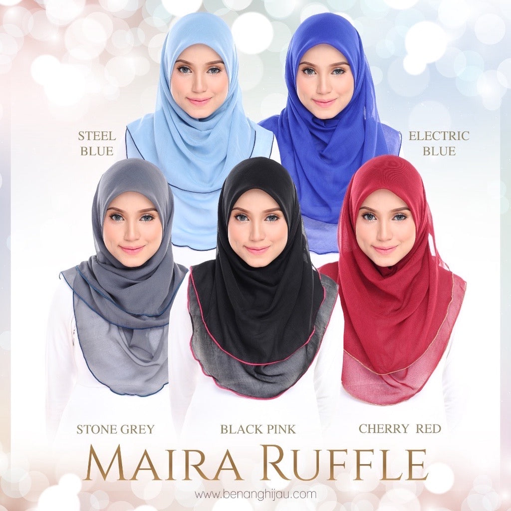 Tudung Bawal Maira Ruffle - Stone Grey