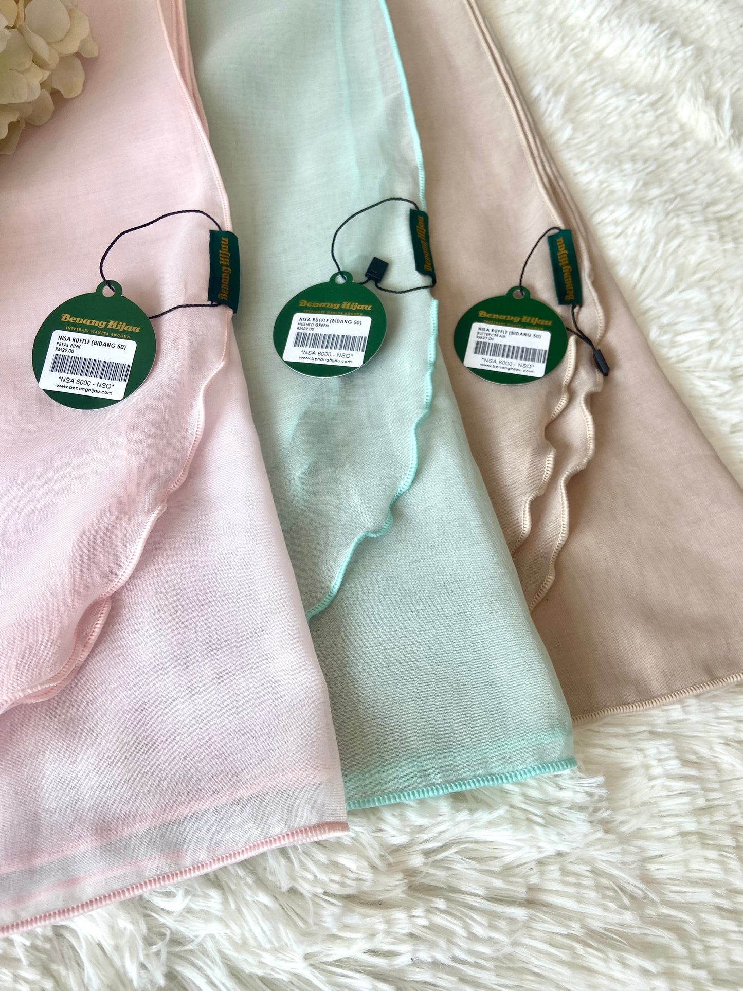 Tudung Bawal Nisa Ruffle - 12 Buttercream