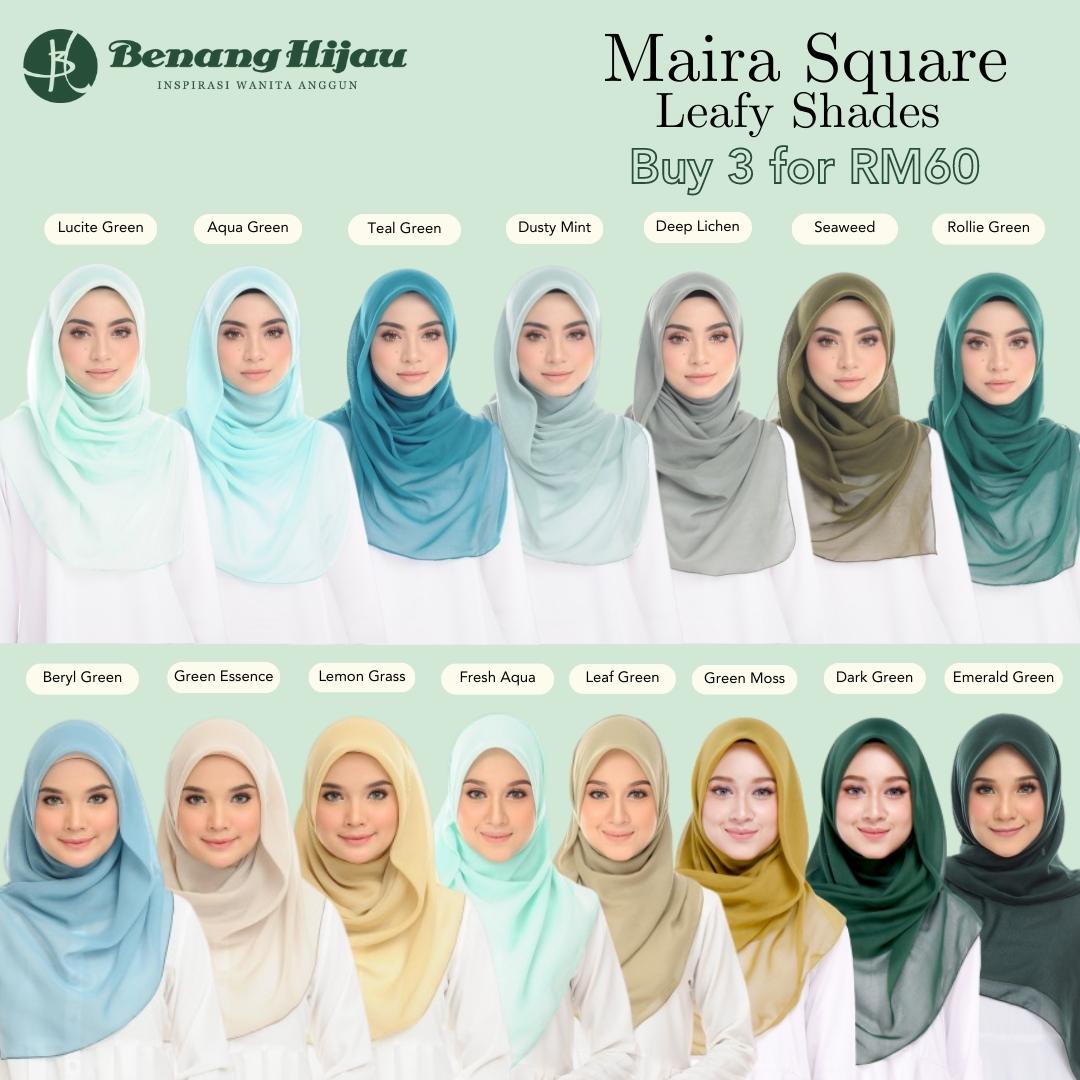 Tudung Bawal Maira Square - Leafy Shades