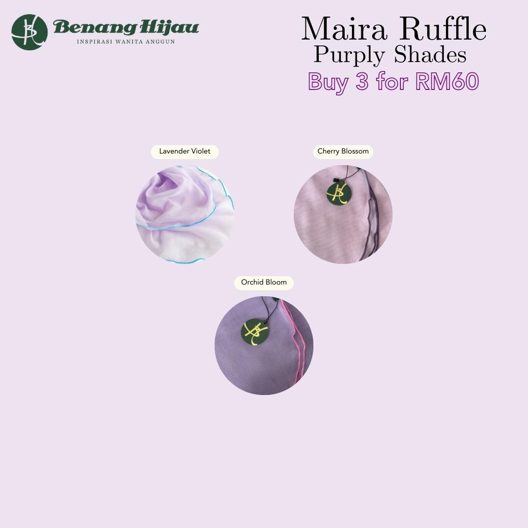 Tudung Bawal Maira Ruffle - Purply Shades