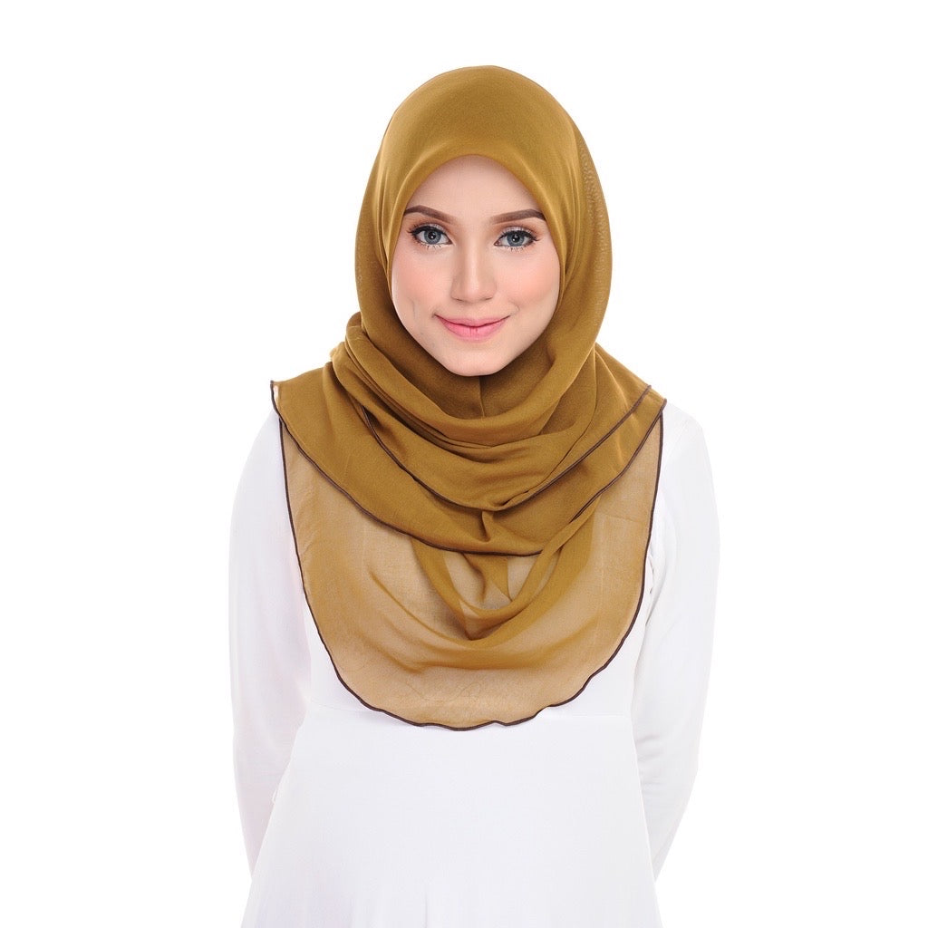 Tudung Bawal Maira Ruffle - Gold