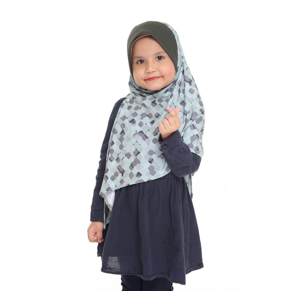 23 Tudung Instant Raisya Kids - Aqua Mesh L