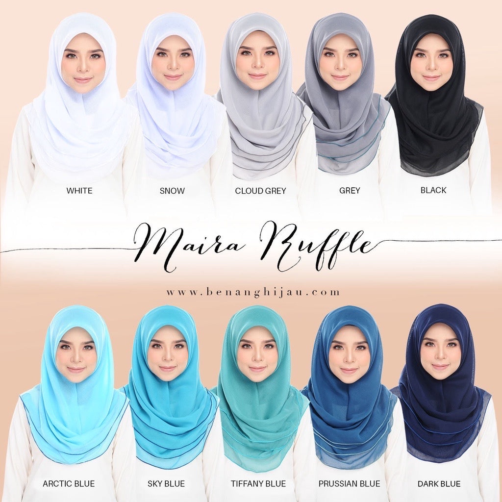 Tudung Bawal Maira Ruffle - Cloud Grey