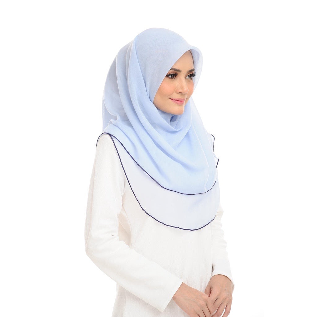 Tudung Bawal Maira Ruffle - Illusion Blue