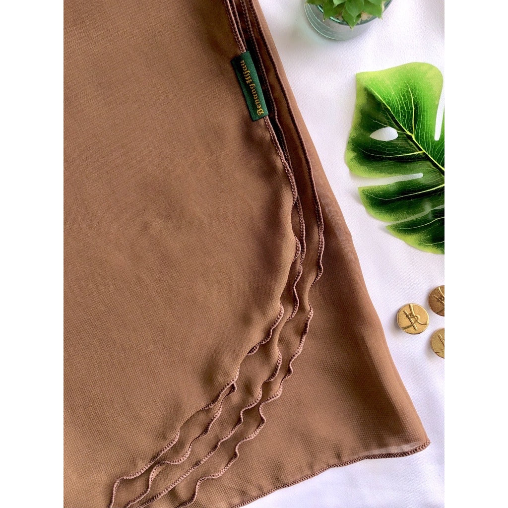 Tudung Bawal Zara Ruffle - 14 Tawny Brown
