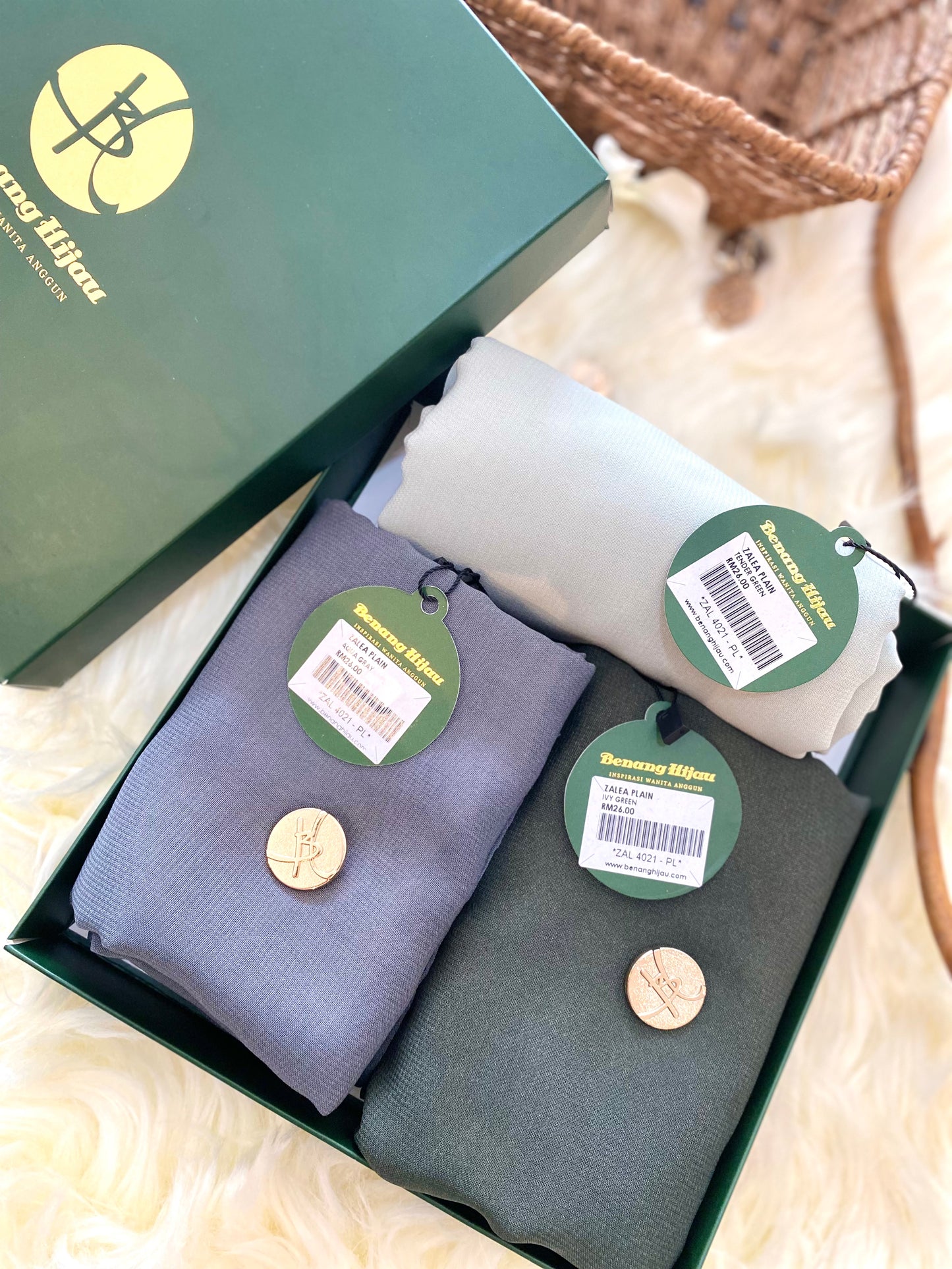 Tudung Bawal Zalea Square - 34 Tender Green