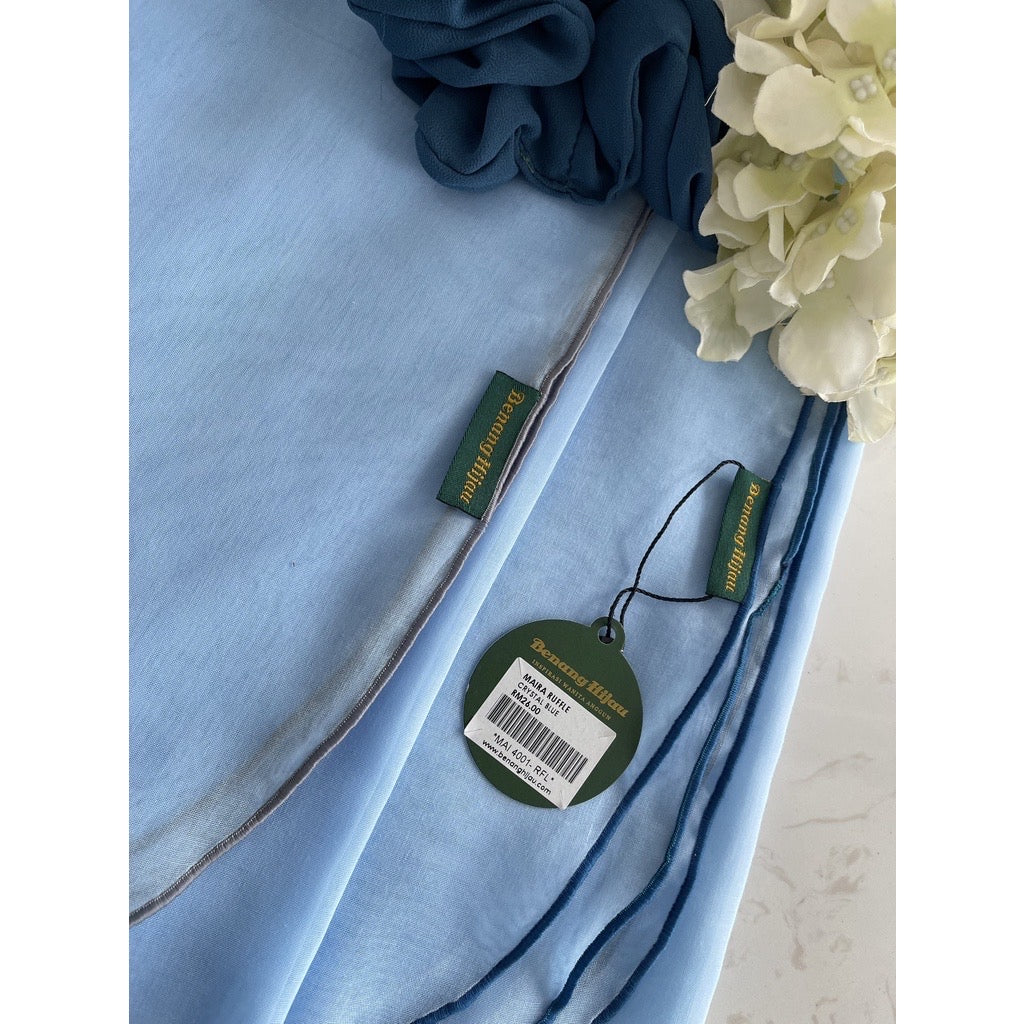 Tudung Bawal Maira Ruffle - Delicate Blue