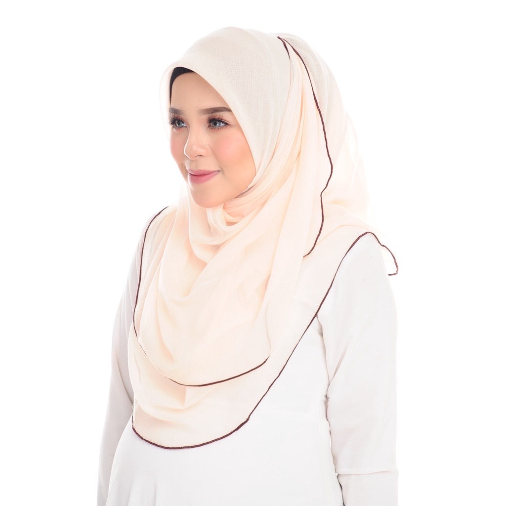 Tudung Bawal Maira Ruffle - Vanilla