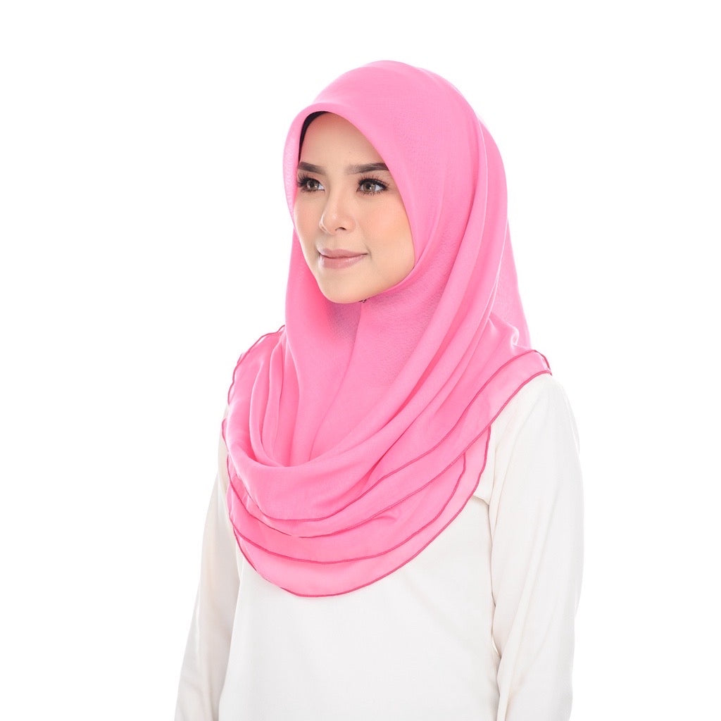 Tudung Bawal Maira Ruffle - Pink
