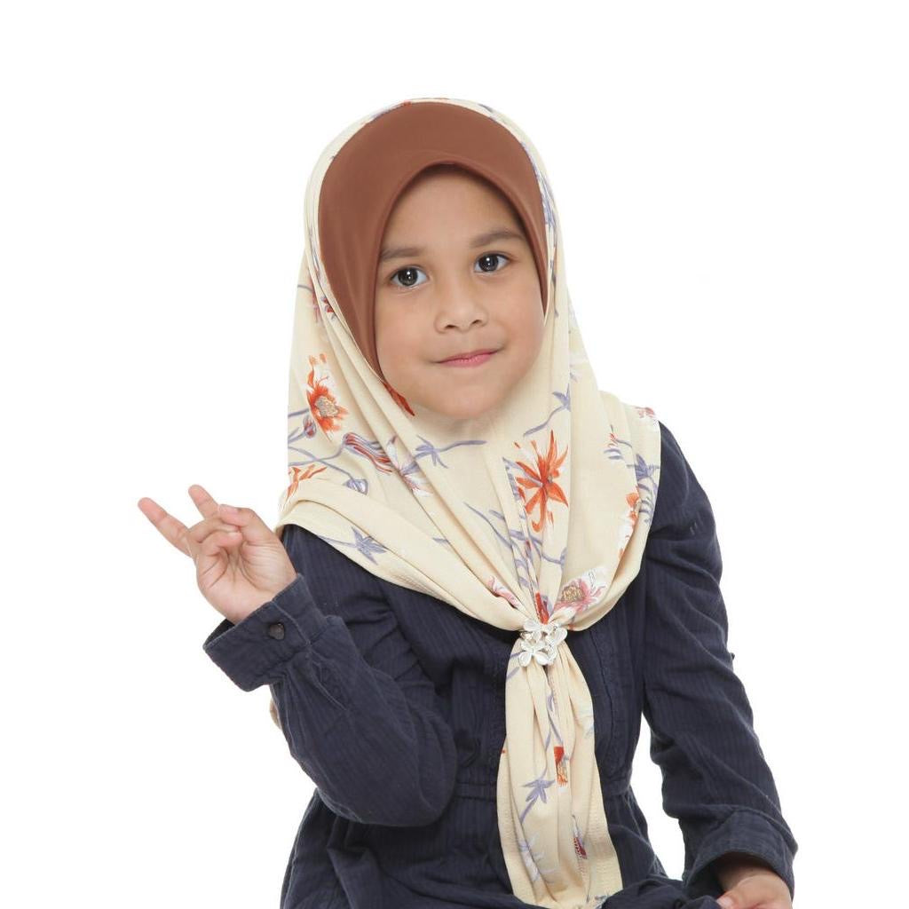 14 Tudung Instant Raisya Kids - Dusty Yellow S