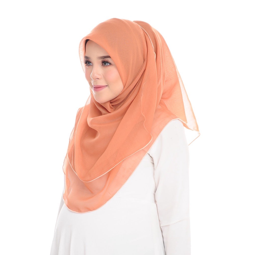 Tudung Bawal Maira Ruffle - Almond
