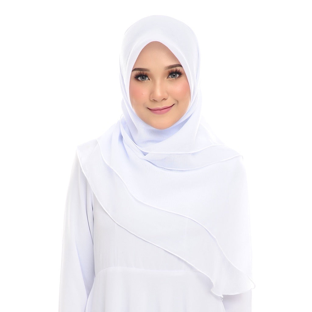 Tudung Bawal Maira Ruffle - White