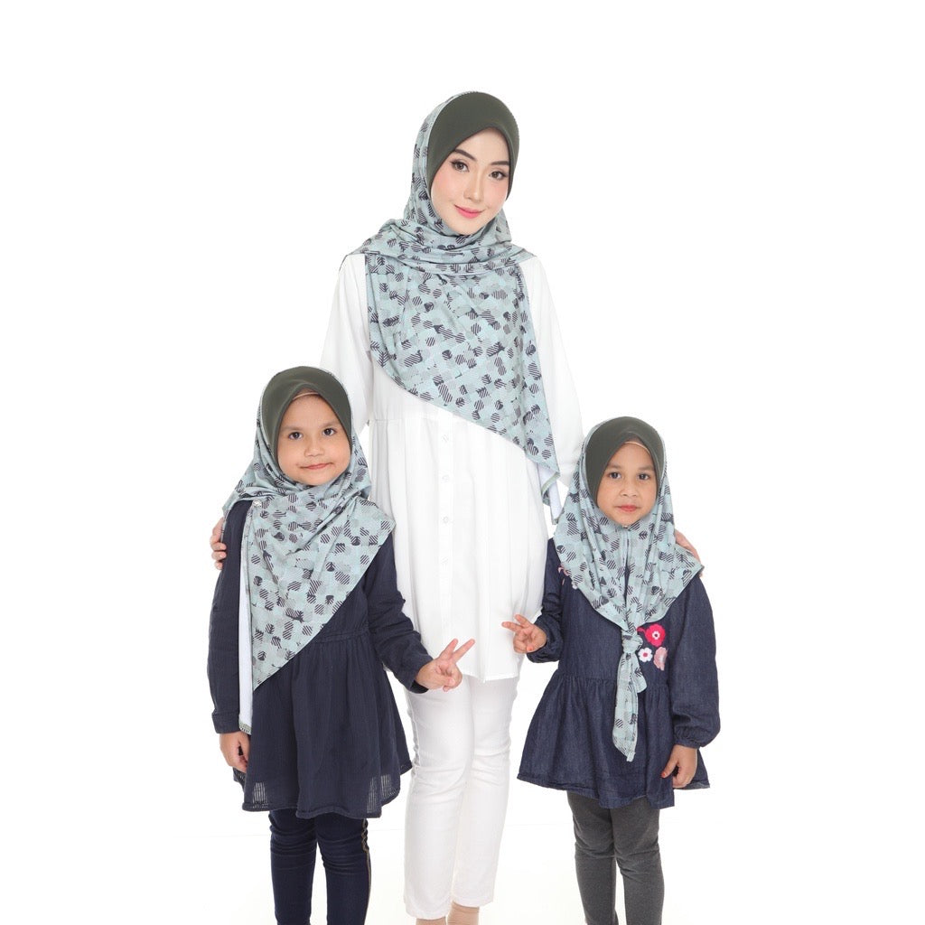 23 Tudung Instant Raisya Kids - Aqua Mesh L