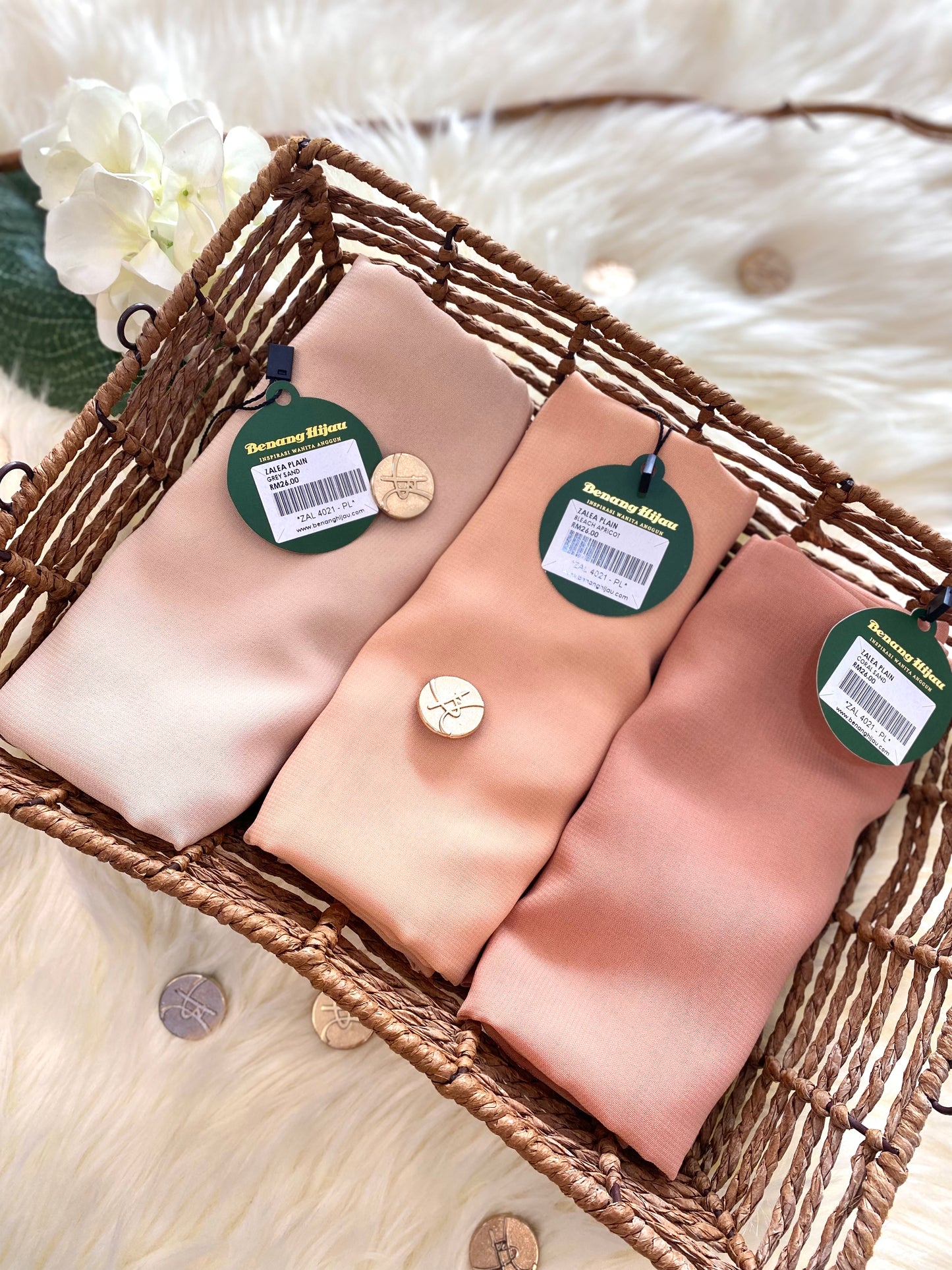 Tudung Bawal Zalea Square - Coral Sand