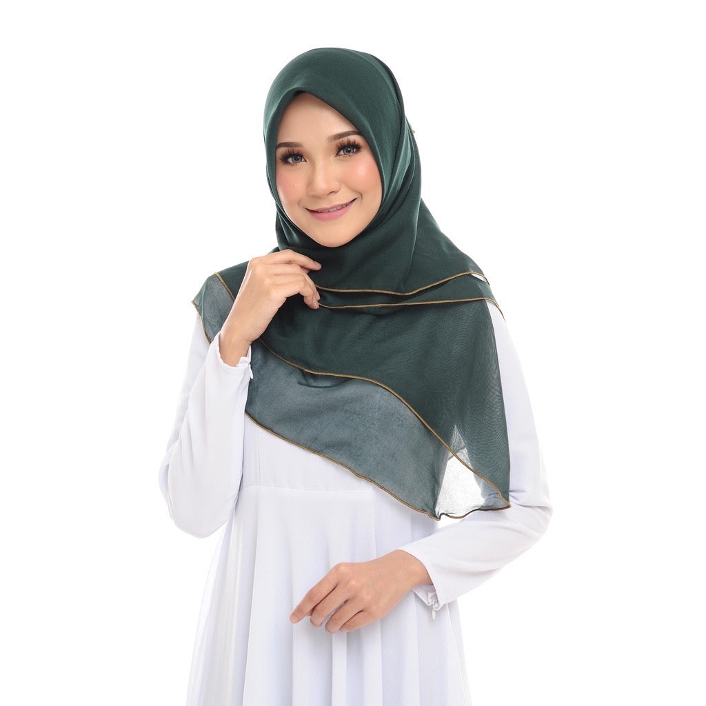 Tudung Bawal Maira Ruffle - Emerald Green