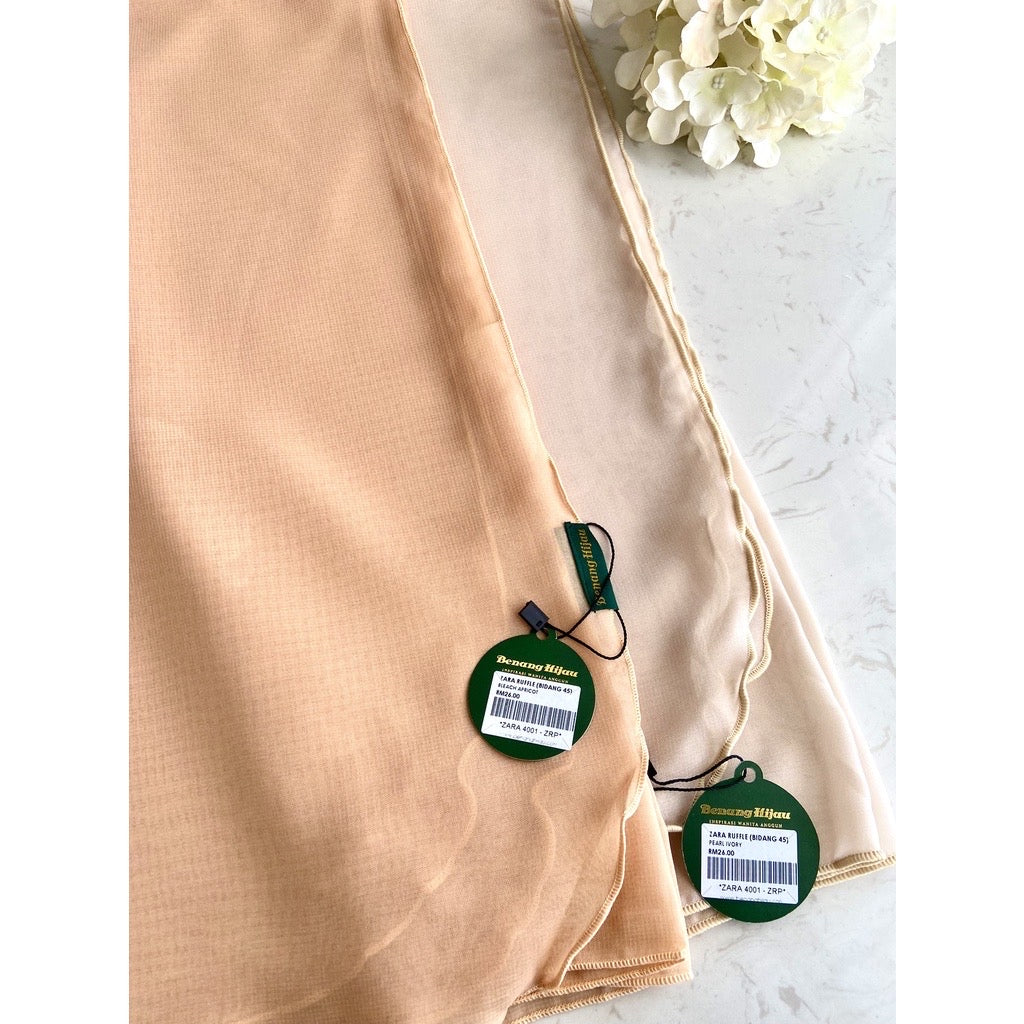 Tudung Bawal Zara Ruffle - 11 Bleach Apricot
