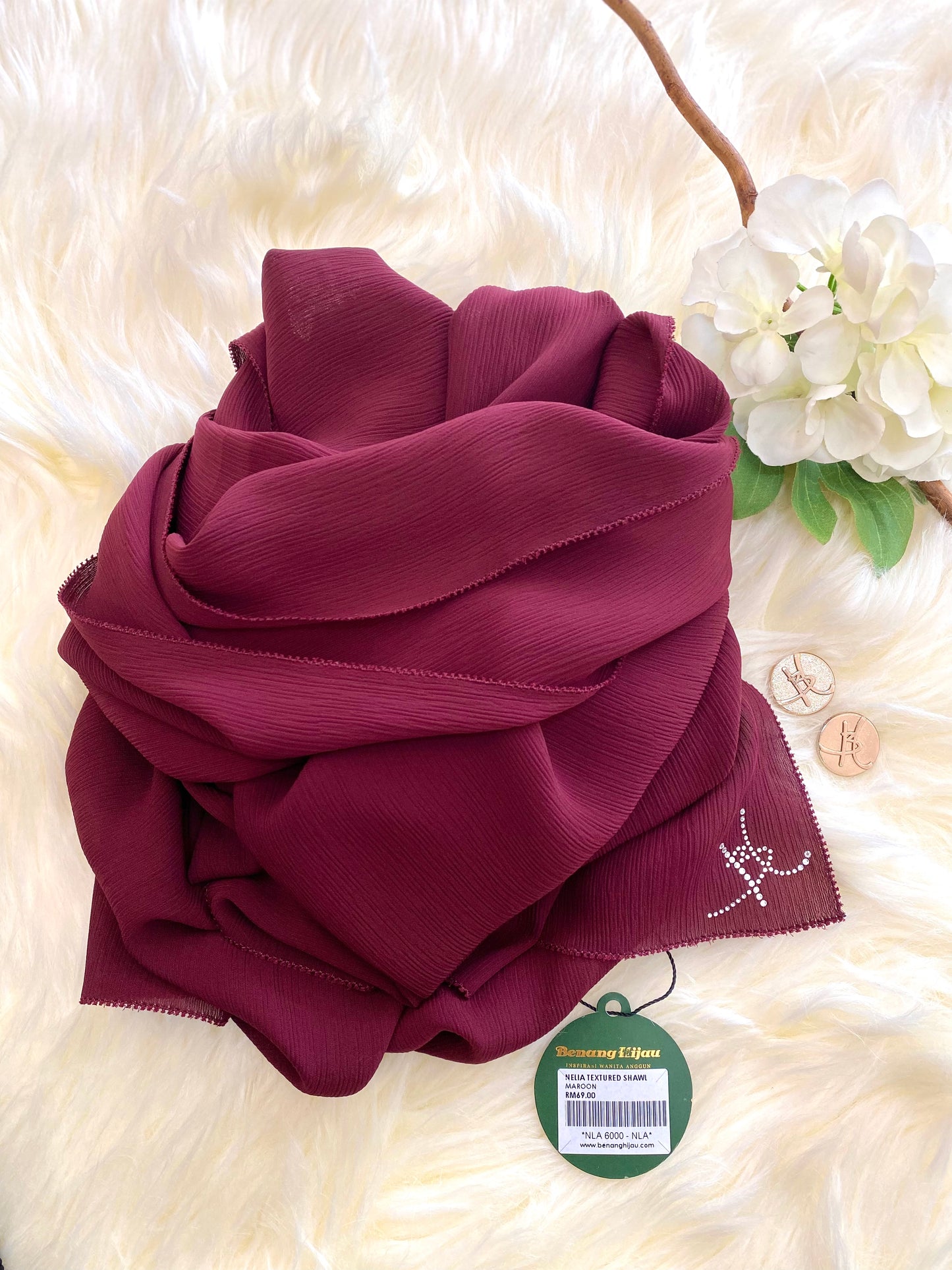 Eyelash Shawl Nelia - 18 Maroon