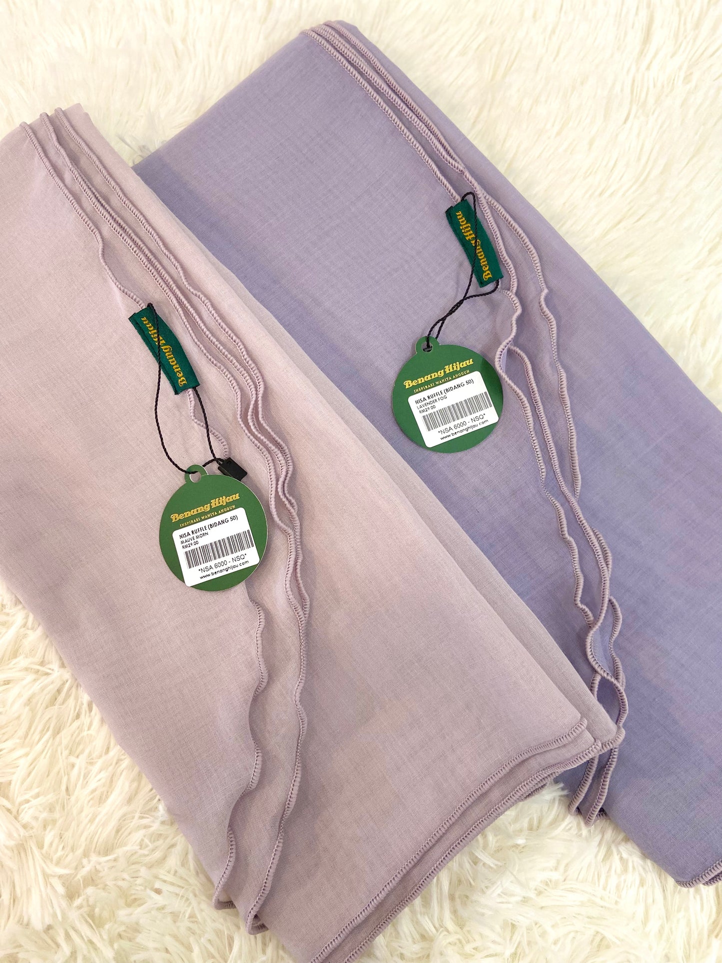 Tudung Bawal Nisa Ruffle - 29 Lavender Fog
