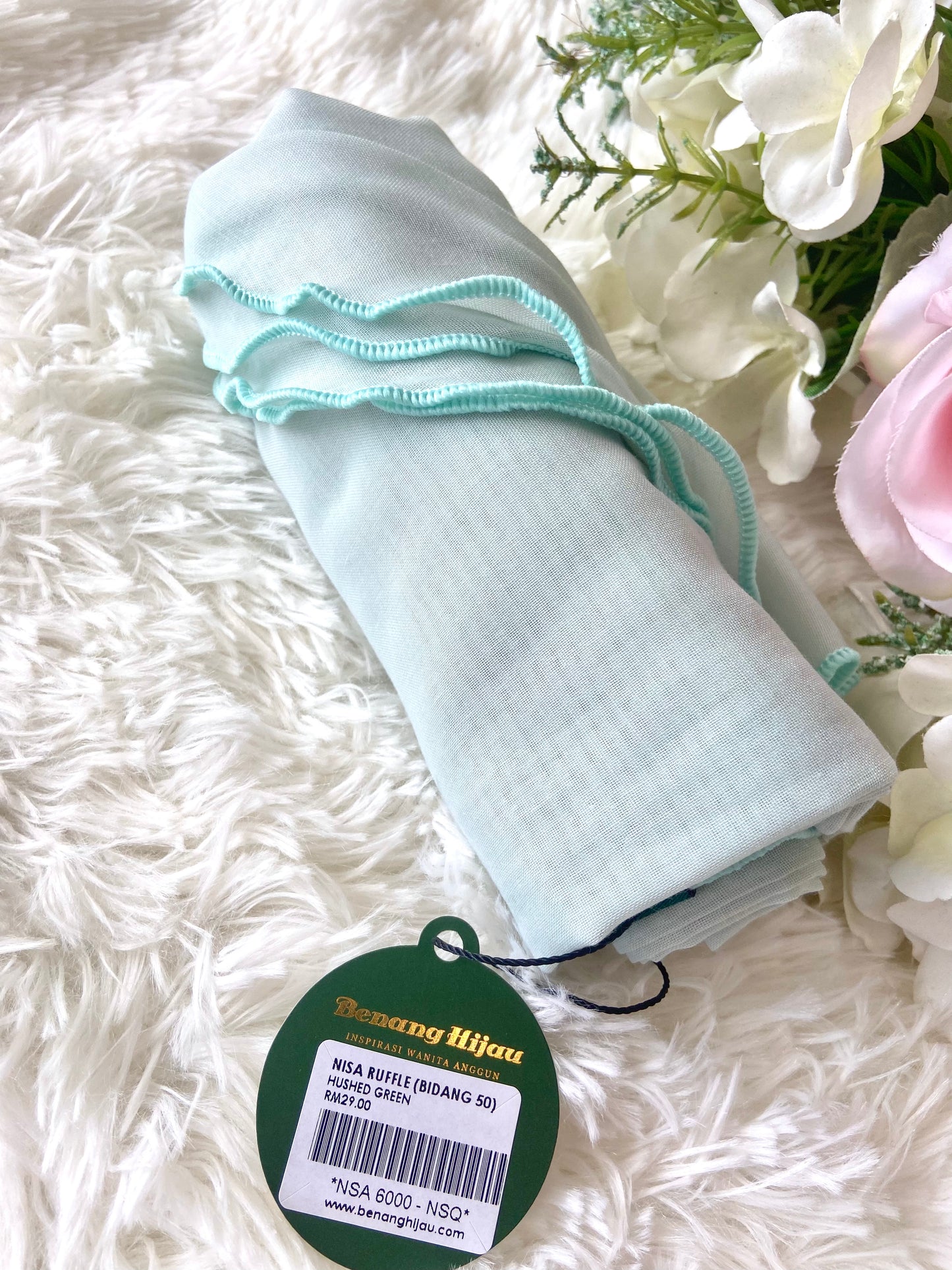 Tudung Bawal Nisa Ruffle - 69 Hushed Green