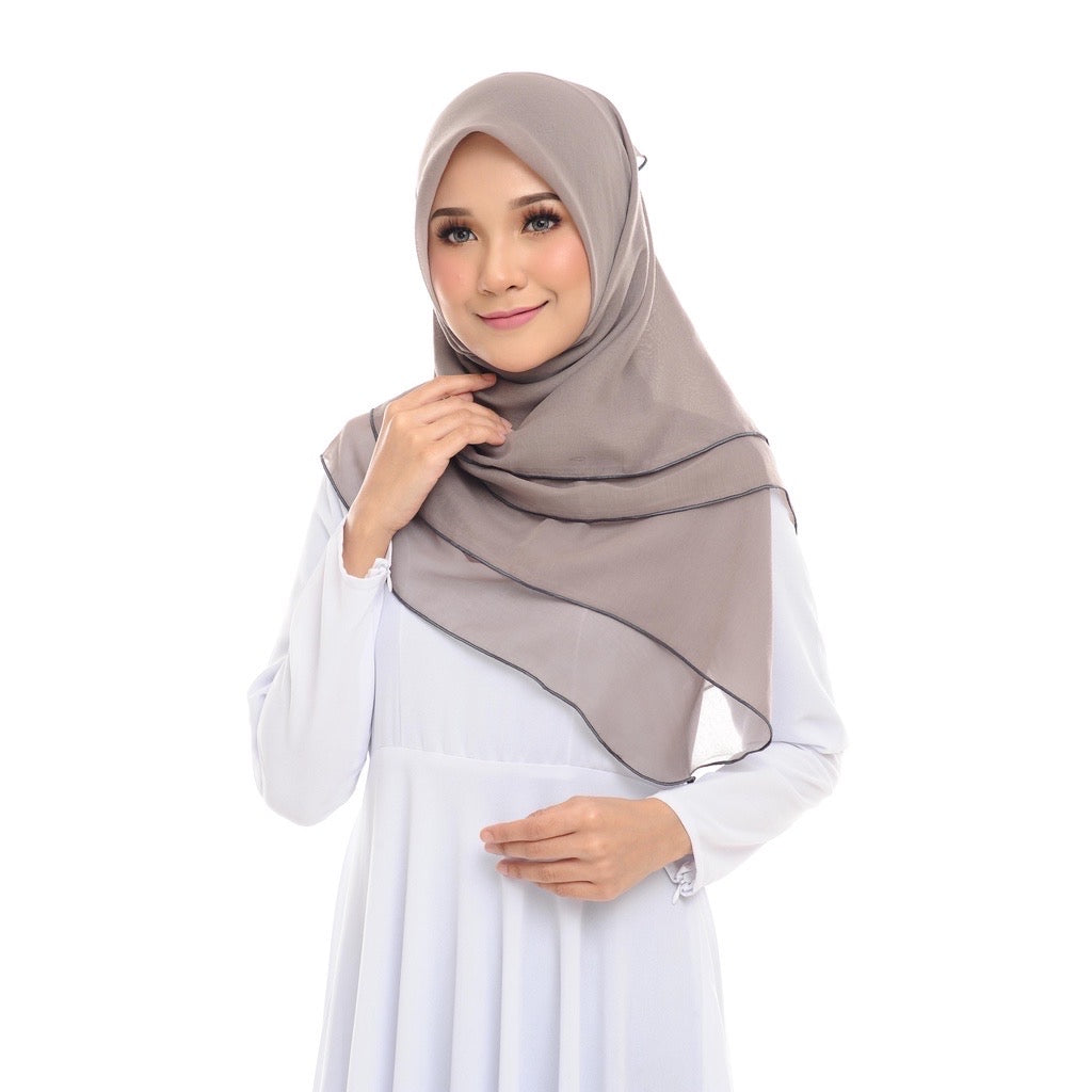 Tudung Bawal Maira Ruffle - Ash Grey