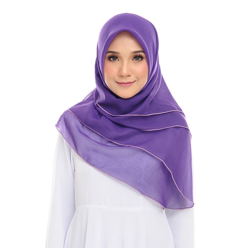 Tudung Bawal Maira Ruffle - Parachute Purple