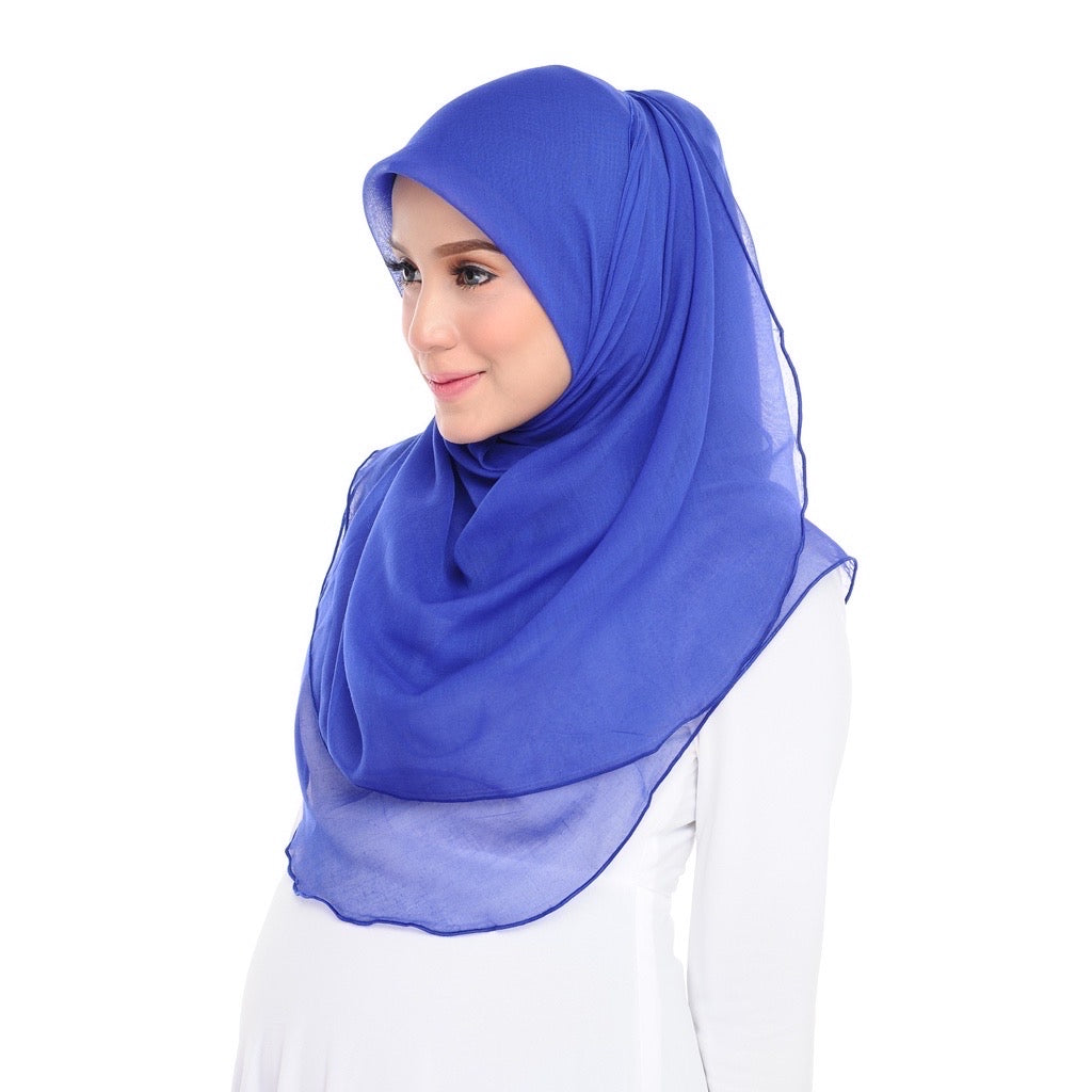 Tudung Bawal Maira Ruffle - Electric Blue